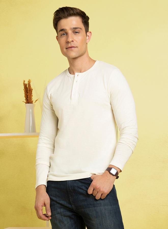 Dennis Lingo Men's Marshmallow 100% Cotton Solid Pattern Regular Fit T-Shirt  - Image 2