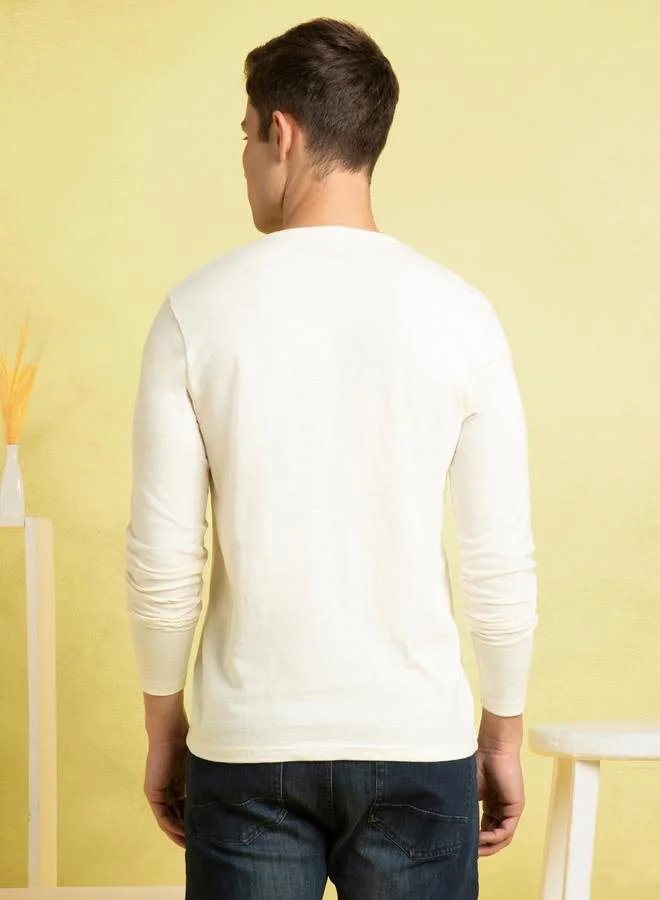 Dennis Lingo Men's Marshmallow 100% Cotton Solid Pattern Regular Fit T-Shirt
