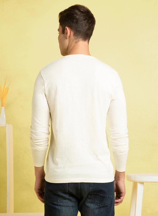 Dennis Lingo Men's Marshmallow 100% Cotton Solid Pattern Regular Fit T-Shirt  - Image 5