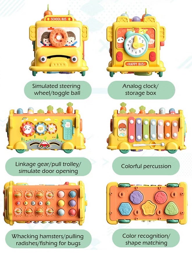 Baby Sensory Toys Pounding Toys Early Education Musical Learning Toy Multi-Function Toy Bus  Multifunctional Activity Cube Baby Toys 16 in 1 Learning Educational Push Toddler Toys - Image 2