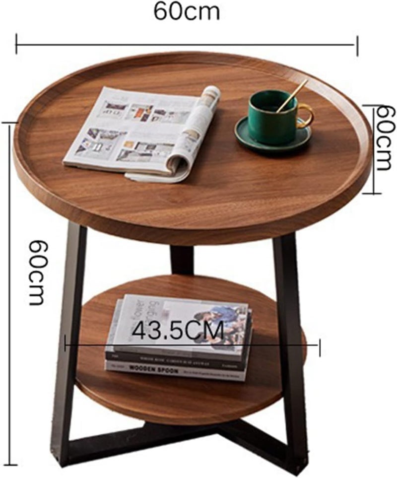 Harmony HomeModern Light Luxury Style Round Double-Layer Walnut Coffee Table, Suitable for Home Living Room Decoration - Image 3