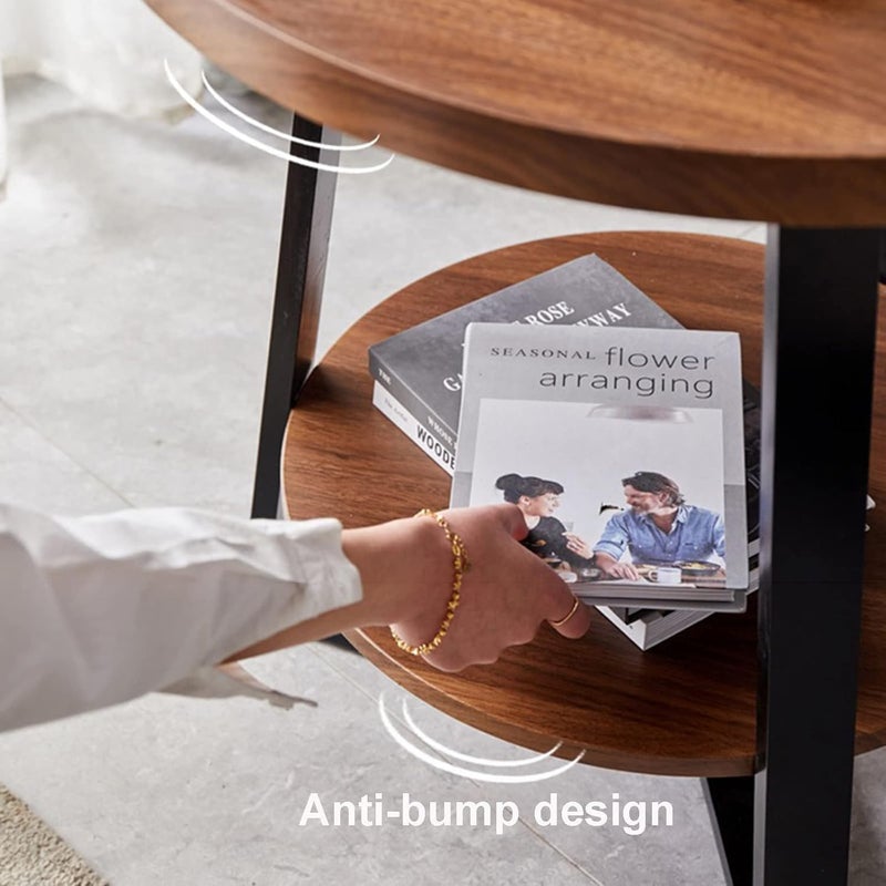 Harmony HomeModern Light Luxury Style Round Double-Layer Walnut Coffee Table, Suitable for Home Living Room Decoration - Image 4