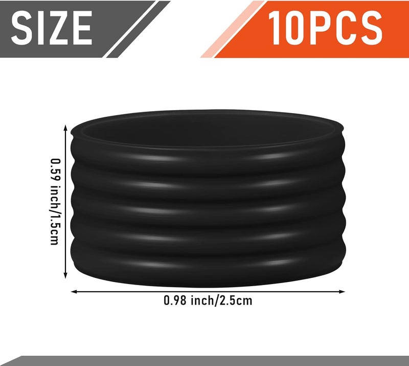 Leitee Leitee 10 Pcs Tennis Racket Silicone Racquet Grip Ring Band Non Slip Racket Rubber Ring Absorbent Overgrip in Place for Racquetball Badminton Squash Baseball Bat Handle - Image 2