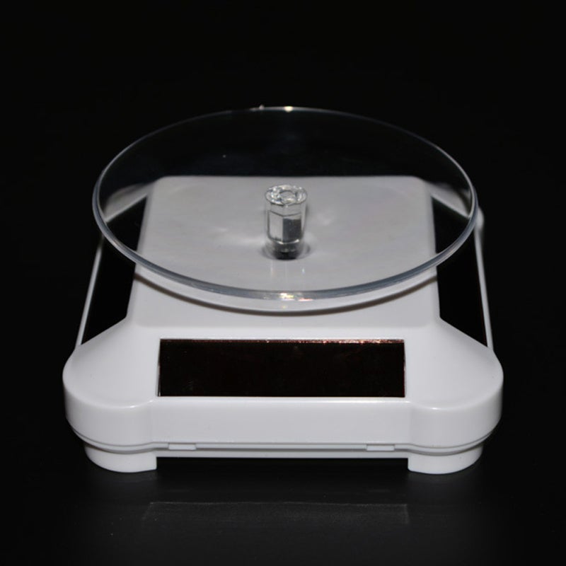 Solar Power Display Turntable 360 Degree Silver - Reversible Rotation 4-Side Solar Panels Electric Rotating Turntable for Product Photography, Jewelry, Watch Display - Image 3