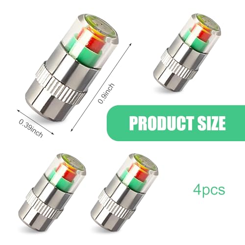 MOXRUQ 4 PCS Car Tire Pressure Monitor Valve Stem Caps, 2.4Bar 36PSI Tire Pressure Monitor Sensor Indicator, 3 Color Eye Alert Tire Pressure Monitor Valve Caps with Pressure Gauge, Fit for Most Cars - Image 2