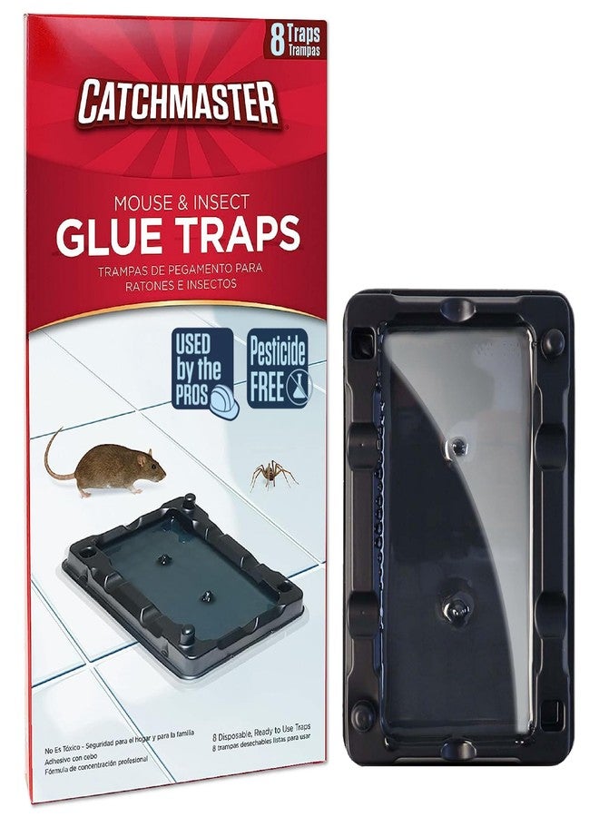 Catchmaster Mouse & Insect Glue Traps 8-Pk, Adhesive Rodent & Bug Catcher, Mouse Traps Indoor for Home, Sticky Glue Boards for Mice and Insects, Pest Control for House & Garage - Image 1