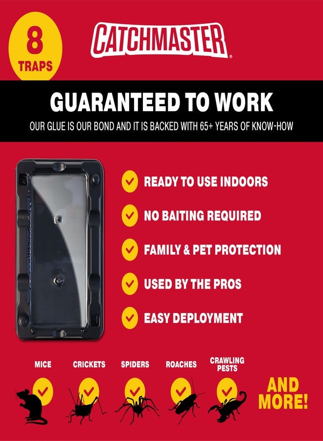 Catchmaster Mouse & Insect Glue Traps 8-Pk, Adhesive Rodent & Bug Catcher, Mouse Traps Indoor for Home, Sticky Glue Boards for Mice and Insects, Pest Control for House & Garage - Image 3