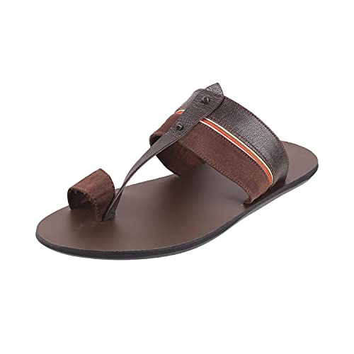 Mochi Mens Leather Brown Slippers (Size (9 UK (43 EU)) - Image 1