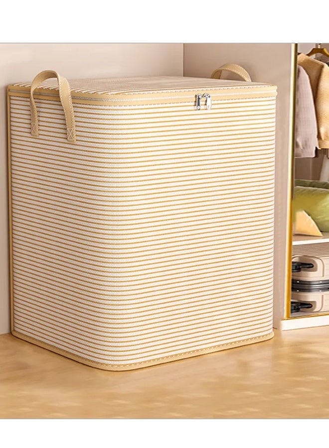 Clothes Hamper with Dustproof Design - Heavy Loading Fabric Storage Bin (180L, 50x50x70cm) with Zippered Lid & Durable Handles - Large Capacity Closet Organizer for Blankets, Clothes, Cotton Quilt, and Moving Packing - Image 5