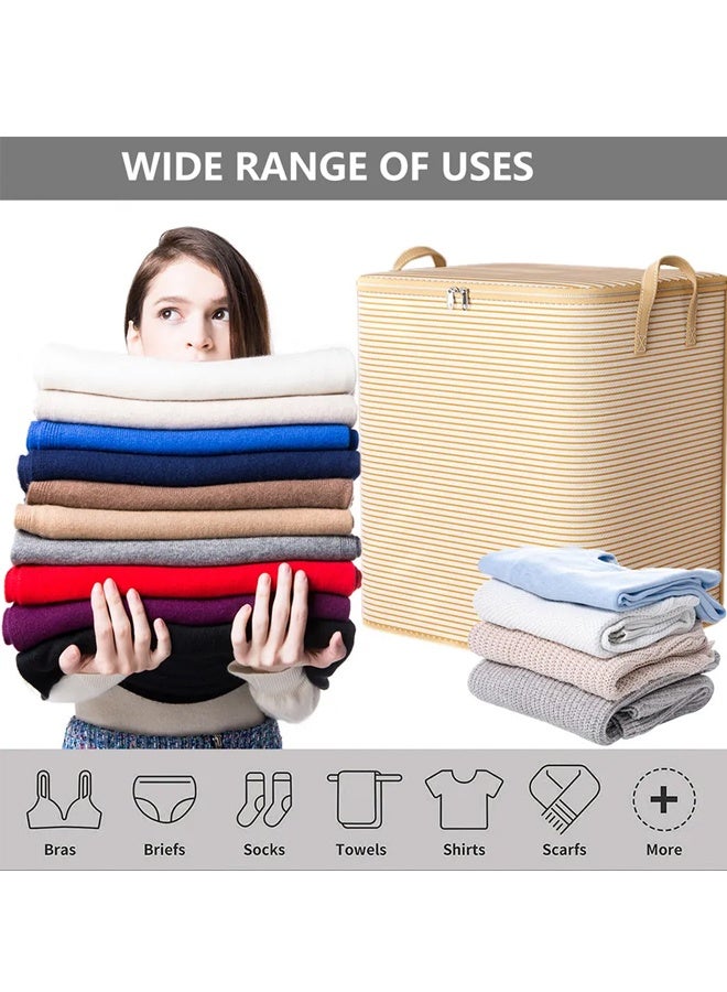 Clothes Hamper with Dustproof Design - Heavy Loading Fabric Storage Bin (180L, 50x50x70cm) with Zippered Lid & Durable Handles - Large Capacity Closet Organizer for Blankets, Clothes, Cotton Quilt, and Moving Packing - Image 3