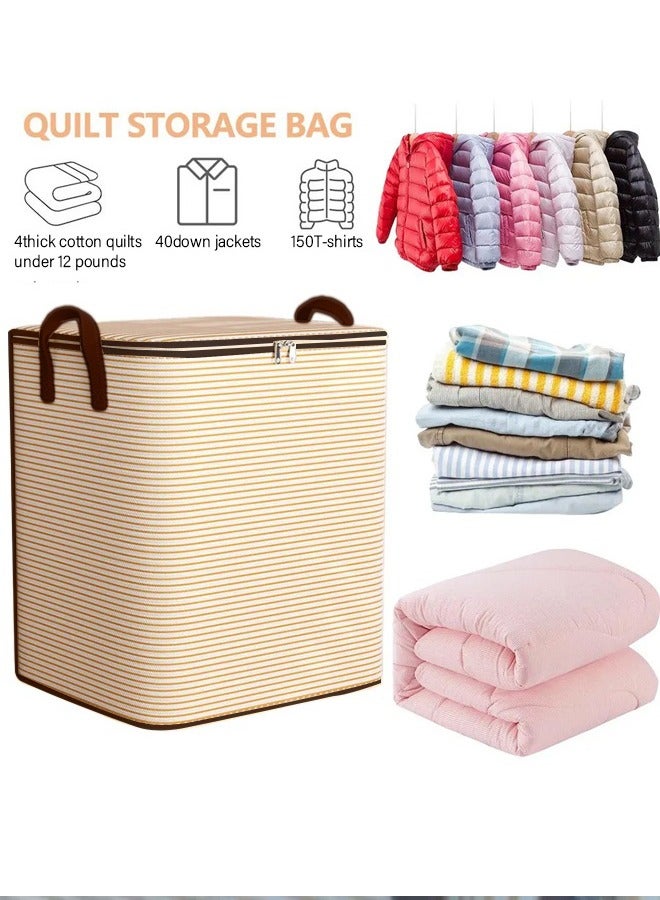 Clothes Hamper with Dustproof Design - Heavy Loading Fabric Storage Bin (180L, 50x50x70cm) with Zippered Lid & Durable Handles - Large Capacity Closet Organizer for Blankets, Clothes, Cotton Quilt, and Moving Packing - Image 1