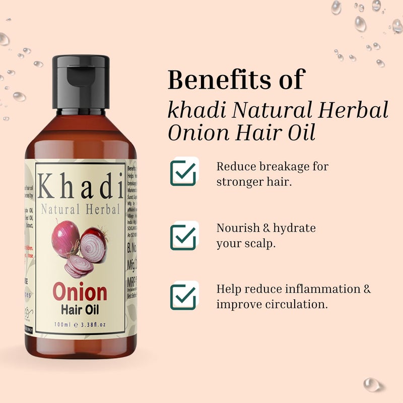 Khadi Natural Herbal Khadi Natural Herbal Red Onion Hair Oil For Hair Growth With Pure Coconut Jojoba Sesame Seed 100ml Pack Of 1 - Image 2