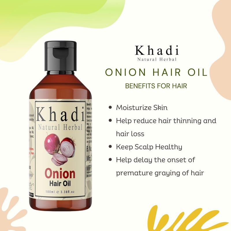Khadi Natural Herbal Khadi Natural Herbal Red Onion Hair Oil For Hair Growth With Pure Coconut Jojoba Sesame Seed 100ml Pack Of 1 - Image 3