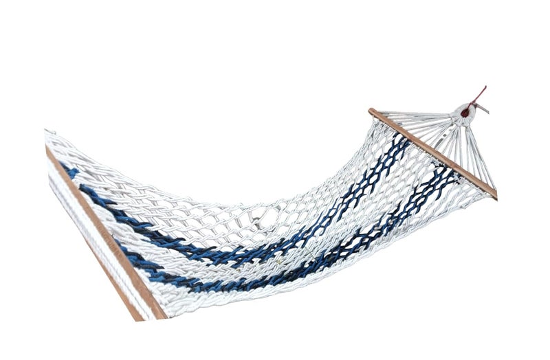 WATIKA CRAFT Watika Craft Rope Hammock with Wooden Spreader Bars for Single Person 30 Inches Width Multicolour  - Image 3