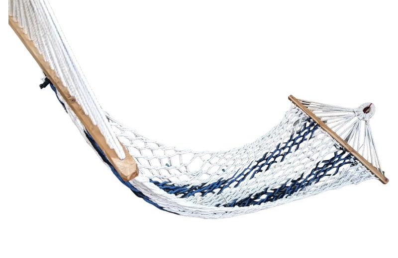 WATIKA CRAFT Watika Craft Rope Hammock with Wooden Spreader Bars for Single Person 30 Inches Width Multicolour  - Image 4