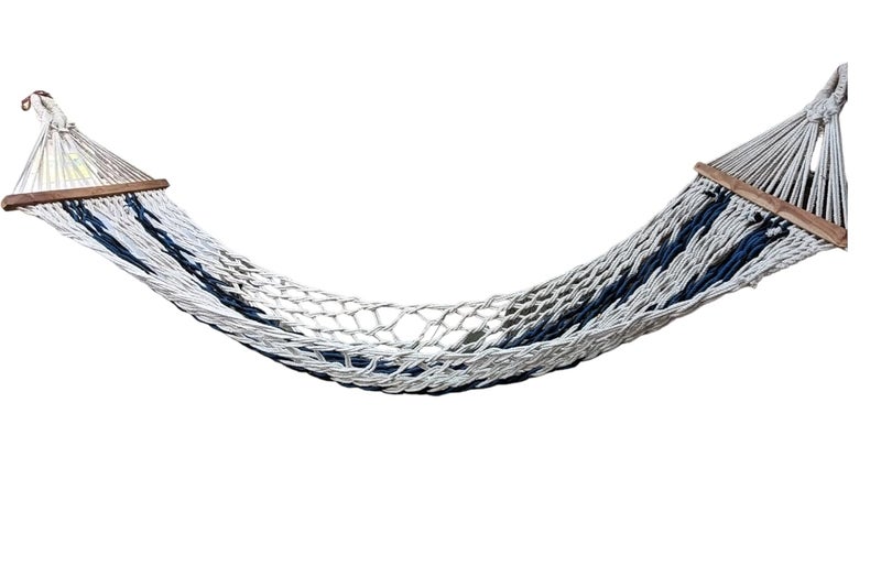 WATIKA CRAFT Watika Craft Rope Hammock with Wooden Spreader Bars for Single Person 30 Inches Width Multicolour  - Image 2