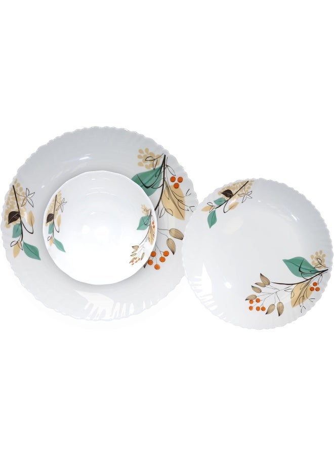 Delcasa DC3304 Tropical Tranquility Opalware Dinner Set 12-Pieces, White - Image 5