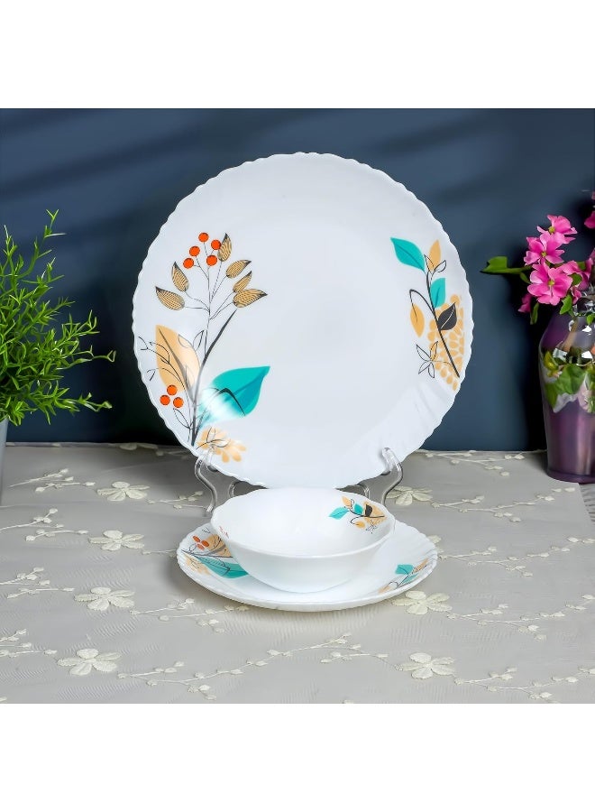 Delcasa DC3304 Tropical Tranquility Opalware Dinner Set 12-Pieces, White - Image 3