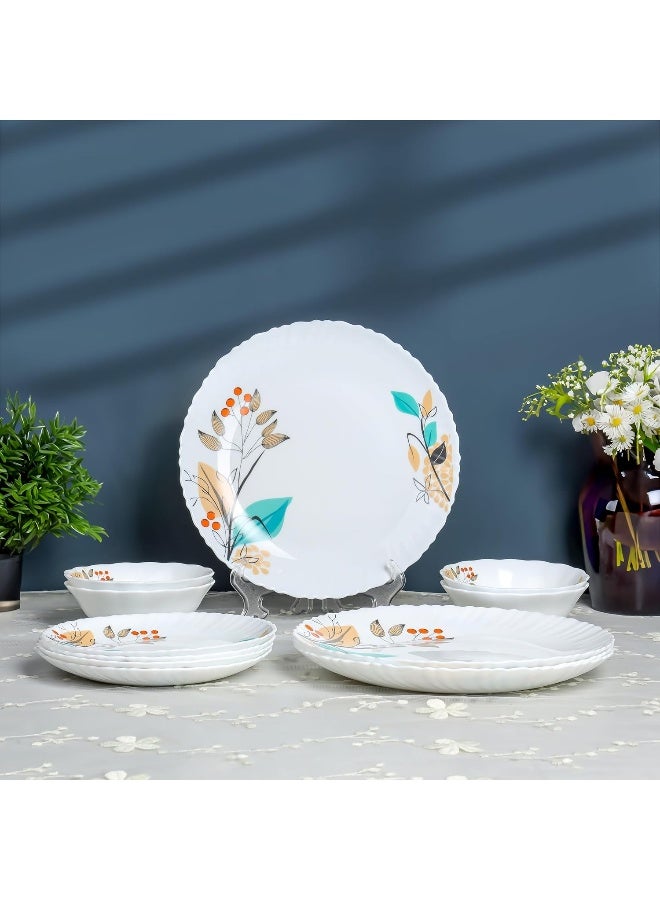 Delcasa DC3304 Tropical Tranquility Opalware Dinner Set 12-Pieces, White - Image 1