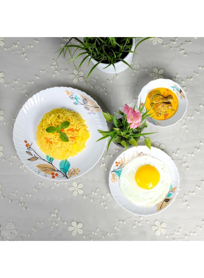 Delcasa DC3304 Tropical Tranquility Opalware Dinner Set 12-Pieces, White - Image 4