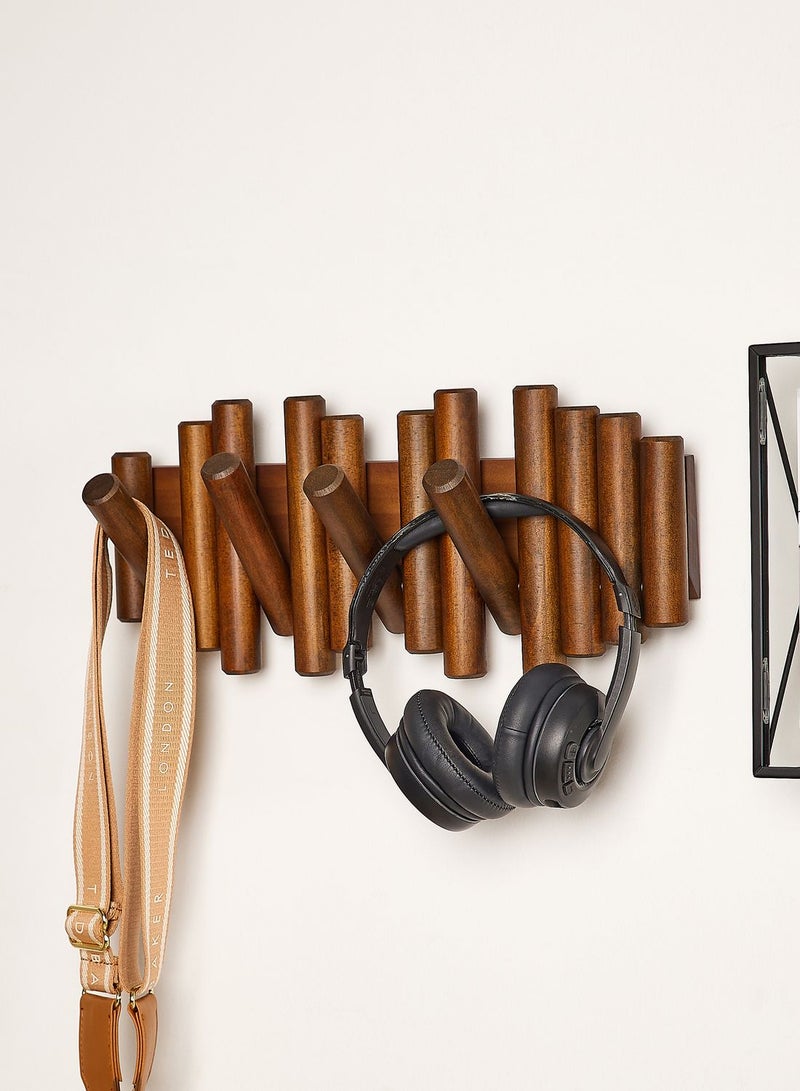 Umbra Picket Rail Hook Coat Rack, Aged Walnut 5-Hook - Image 1