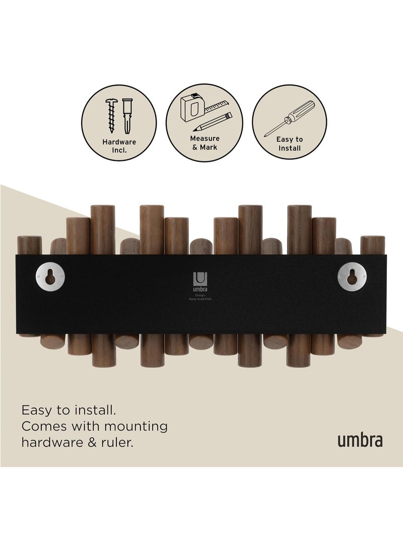 Umbra Picket Rail Hook Coat Rack, Aged Walnut 5-Hook - Image 3