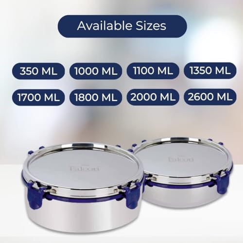 PDDFALCON EcoNxt Stainless Steel Lunch Box Set,Airtight Lids,100% Leakproof With BIS Certified, Jindal Seal & Made In India Perfect for Office, School, Travel, Set of 1 - Blue (350ml-6.1) - Image 5
