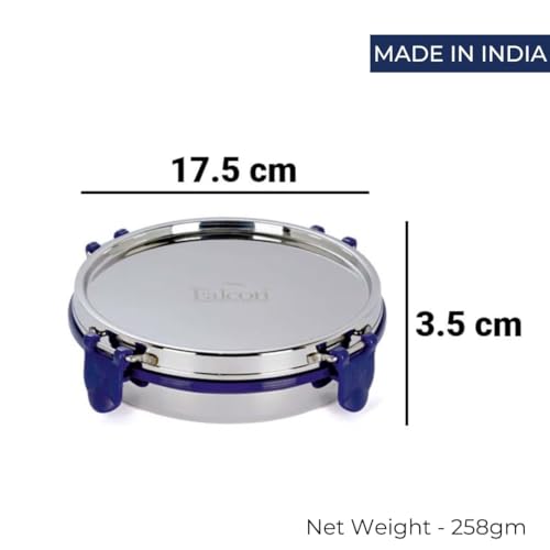PDDFALCON EcoNxt Stainless Steel Lunch Box Set,Airtight Lids,100% Leakproof With BIS Certified, Jindal Seal & Made In India Perfect for Office, School, Travel, Set of 1 - Blue (350ml-6.1) - Image 2