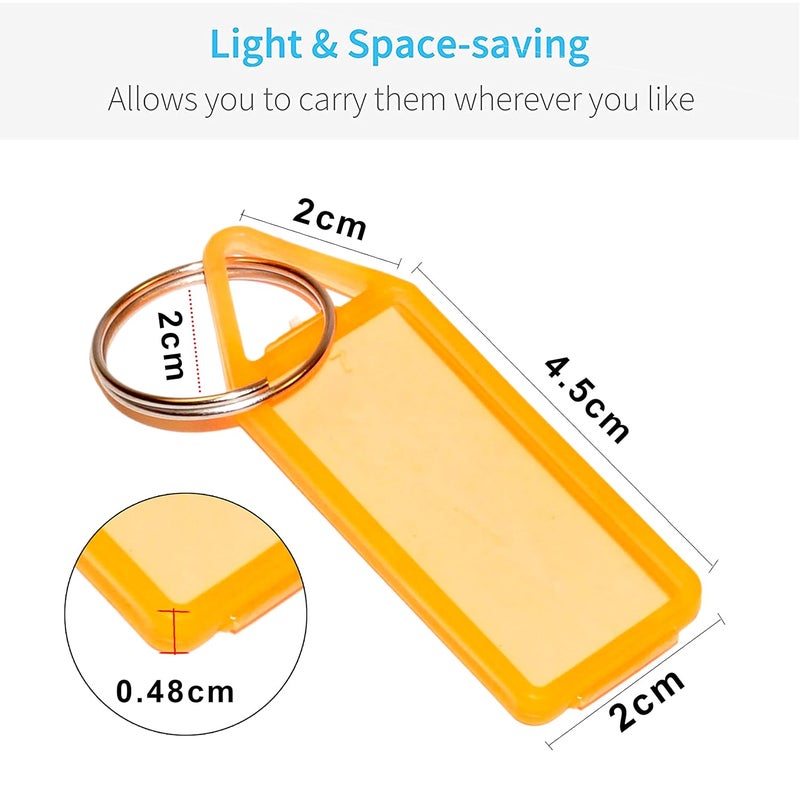 SNDIA 100 قطعة حلقة مفاتيح وسلسلة مفاتيح مع ملصقات أسماء بلاستيكية متعددة الألوان - Image 4