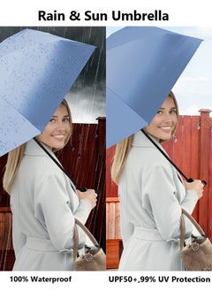 SUCITY SUCITY Mini Folding Compact Umbrella with Case-Windproof Lightweight Pocket Umbrella-Rain Portable Umbrella Sun for Men and Women  - Image 2