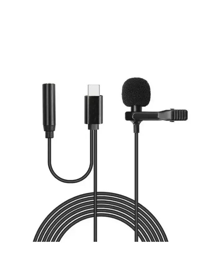 Lavalier Condenser Microphone, 20Hz-16KHz, 30dB Sensitivity, 150cm Cable, Type-C Plug, Foam Windscreen, 360° Rotatable Clip GL-140 - Image 1