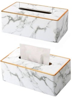 RAQTA Tissue Box Holder | Marble-Style Cover for Tissue Box | Compact & Elegant Design  - Image 2
