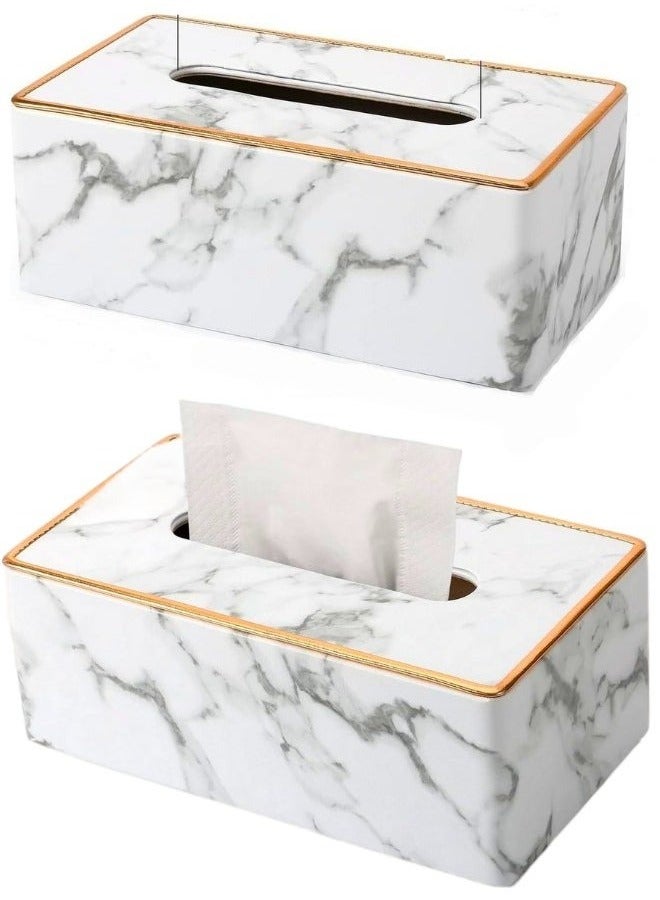 RAQTA Tissue Box Holder | Marble-Style Cover for Tissue Box | Compact & Elegant Design  - Image 2