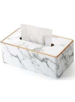 RAQTA Tissue Box Holder | Marble-Style Cover for Tissue Box | Compact & Elegant Design  - Image 1