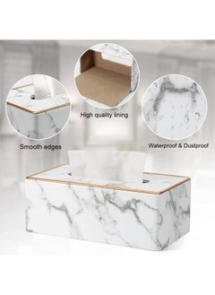 RAQTA Tissue Box Holder | Marble-Style Cover for Tissue Box | Compact & Elegant Design  - Image 3