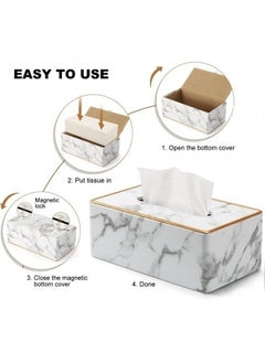 RAQTA Tissue Box Holder | Marble-Style Cover for Tissue Box | Compact & Elegant Design  - Image 4