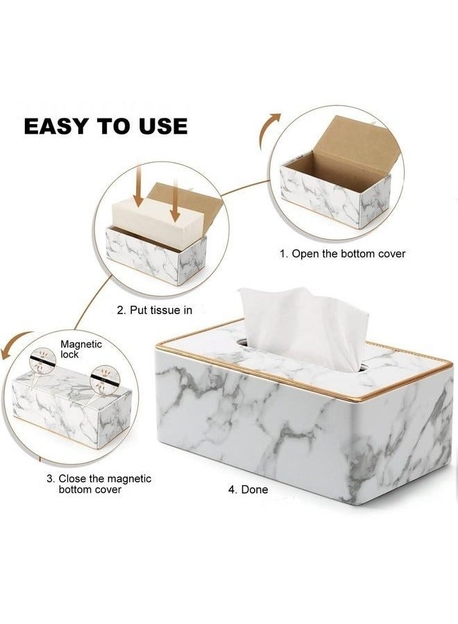RAQTA Tissue Box Holder | Marble-Style Cover for Tissue Box | Compact & Elegant Design  - Image 4