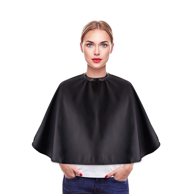Noverlife Black Makeup Cape Chemical  Water Proof Beauty Salon Shorty Smock for Clients Lightweight Combout Beard Apron Shortie Makeup Bib Styling Shampoo Cape for Makeup Artist Beautician