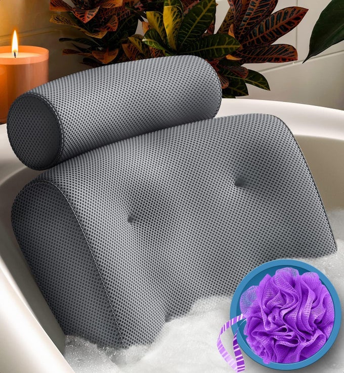LUXURY BATH PILLOW HEAD NECK BACK SOFT CUSHION FOR BATHTUB SPA RELAXATION