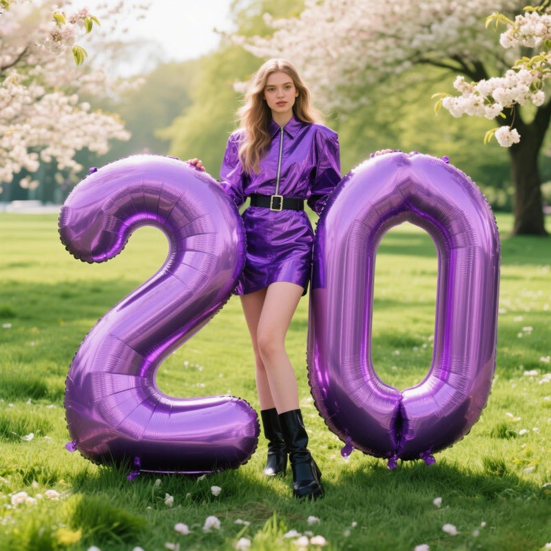 Kelfuoya 40 Inch Purple Number 0 Balloon Giant Large Nmuber 0 10 20 Foil Balloon for Birthdays,Anniversaries Graduations, 10th 20th Birthday Decorations - Image 3