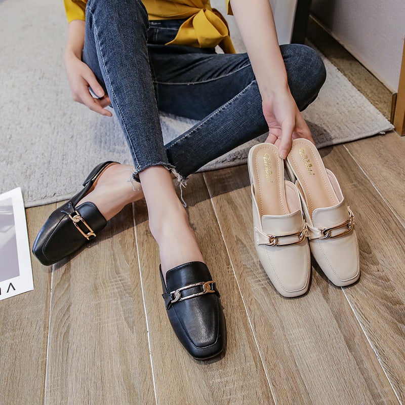 2025 Summer Open-Toe Mules For Women, Chunky Mid-Heel Fashionable Large Size Korean Style Trendy Sandals - Image 3
