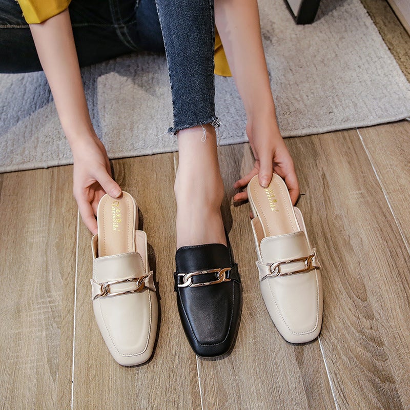 2025 Summer Open-Toe Mules For Women, Chunky Mid-Heel Fashionable Large Size Korean Style Trendy Sandals - Image 4