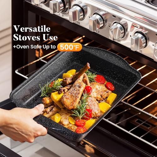 Kitchen Academy Kitchen Induction Cookware & Bakeware Set - 30 Piece Black Granite Cooking Pans Set, Non-Stick Pots and Pans Set - Image 3