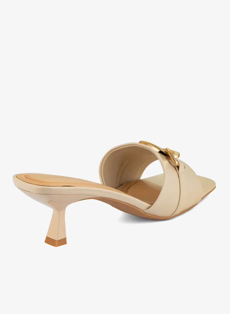 Vincci Beige Women Single Strap Mid Heel Sandals for Women | Best Price UAE