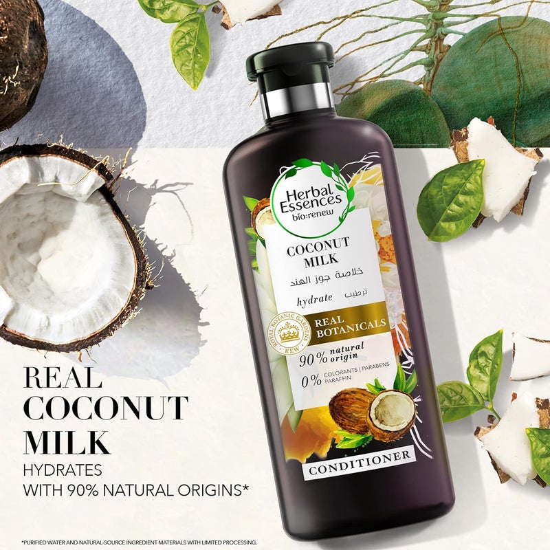 Herbal Essences حزمة ترطيب حليب جوز الهند من هيربال إيسنسز - شامبو، بلسم وزيت شعر مزيج - Image 5