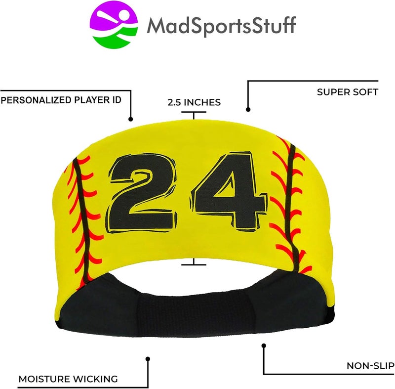 MadSportsStuff Softball Headband for Girls with Jersey Number (Numbers 00-39) - Image 4