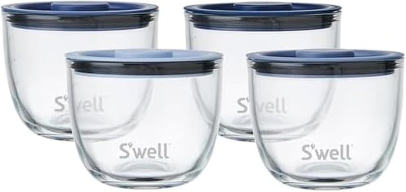 S'well 12oz Glass Prep Bowl Set of 4 For Easy Meal Prep, Coastal Blues, Made From Durable Tempered Glass, Nests Inside 21.5oz - Image 1