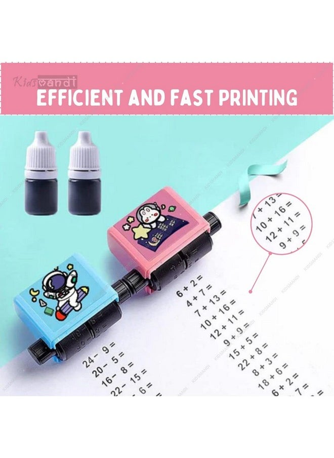 Kids Mandi - Kids Mandi Roller Addition and Subtraction Maths Teaching Stamp | Contains 100 Maths Practice Questions for Young Children | Preschool/Kindergarten Homeschooling Supplies (Colour May Vary) - Image 1