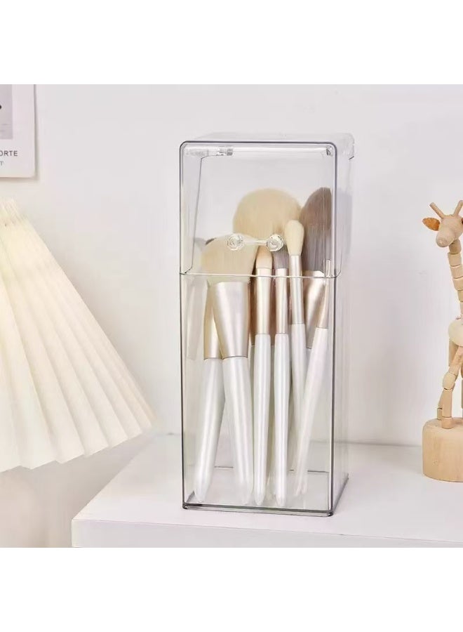 Clear Acrylic Dust Proof Makeup Brush Organizer Cosmetic Brushes Eyebrow Pencil Storage Holder With Lid Transparent - Image 2