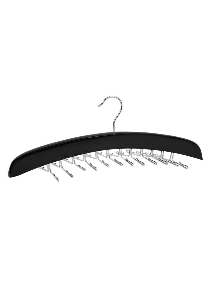 Wooden Tie Hanger,24 Tie Organizer Rack Hanger Holder Hook,Black - Image 4